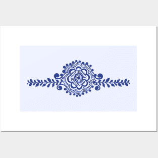 Blue Henna Tattoo - Blue Mehendi Motifs Posters and Art